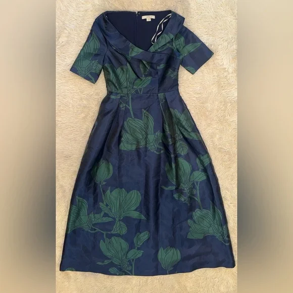 Kay Unger Blue and Green Floral Dress - Picture 2 of 6